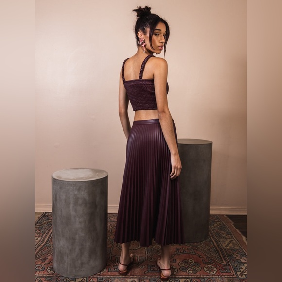 PROENZA SCHOULER Faux Leather Top Smocked in Pilot NEW - Picture 4 of 13